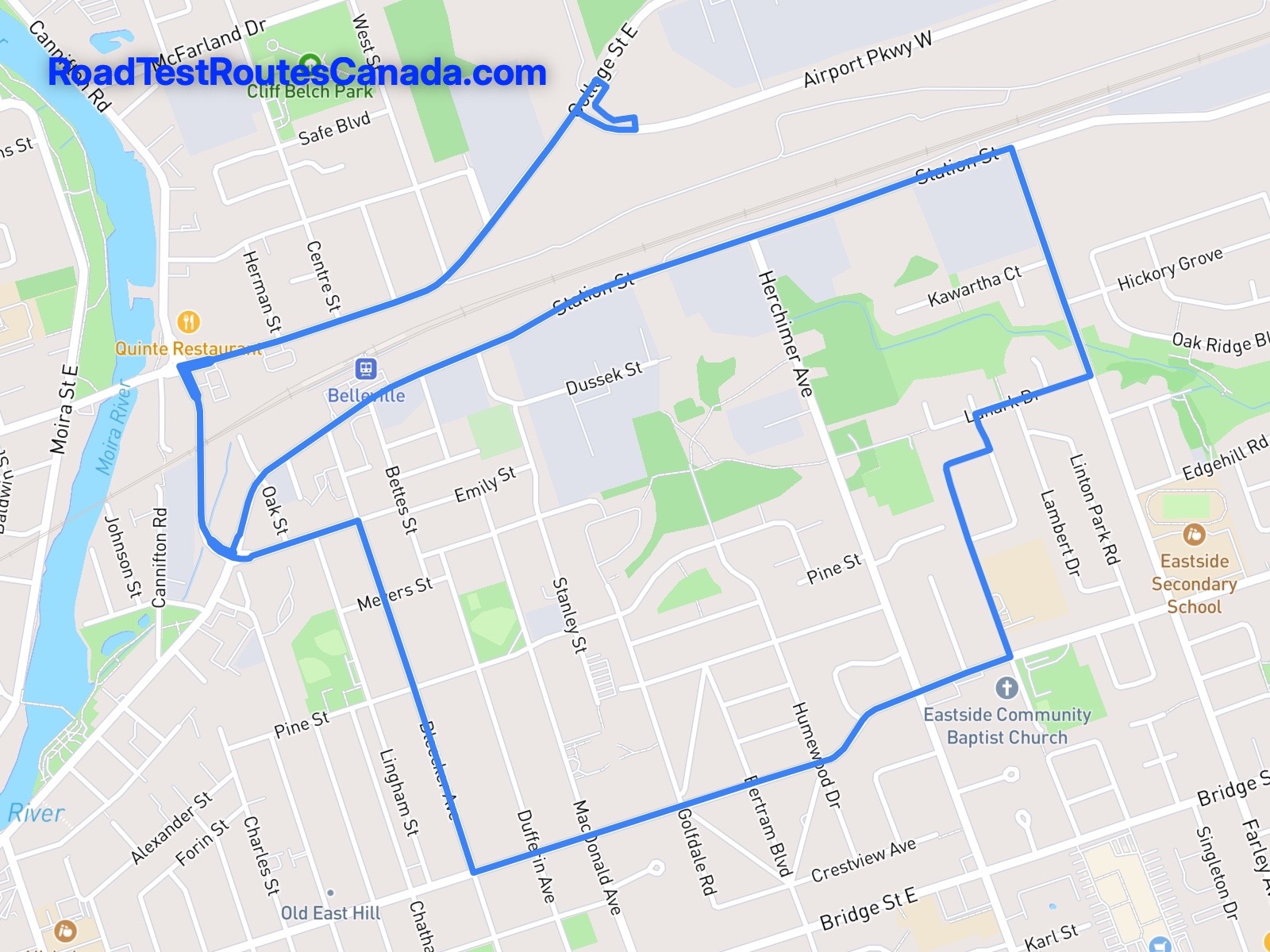 Belleville Sample Drive Test Route Map