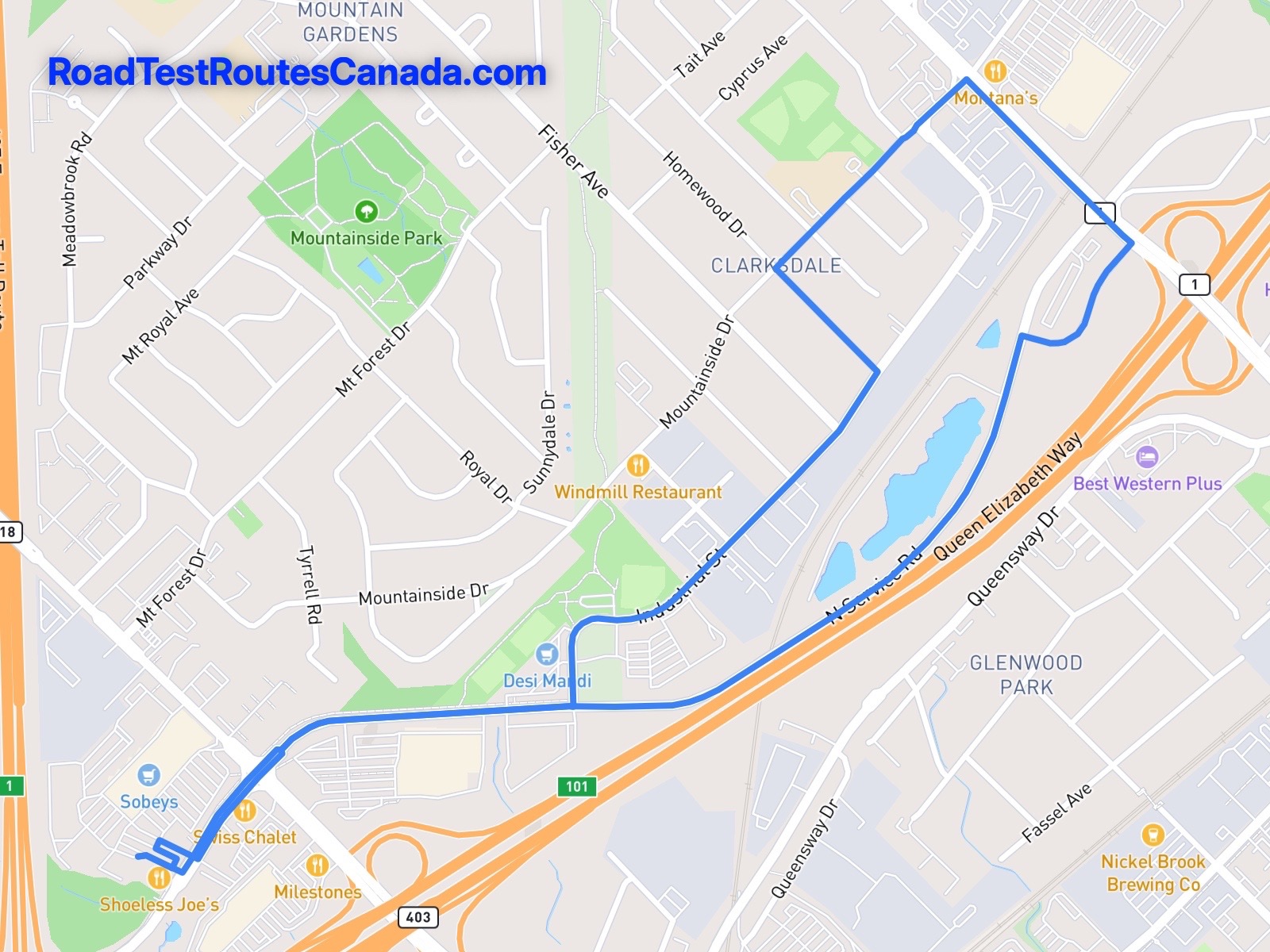 Burlington Sample Drive Test Route Map