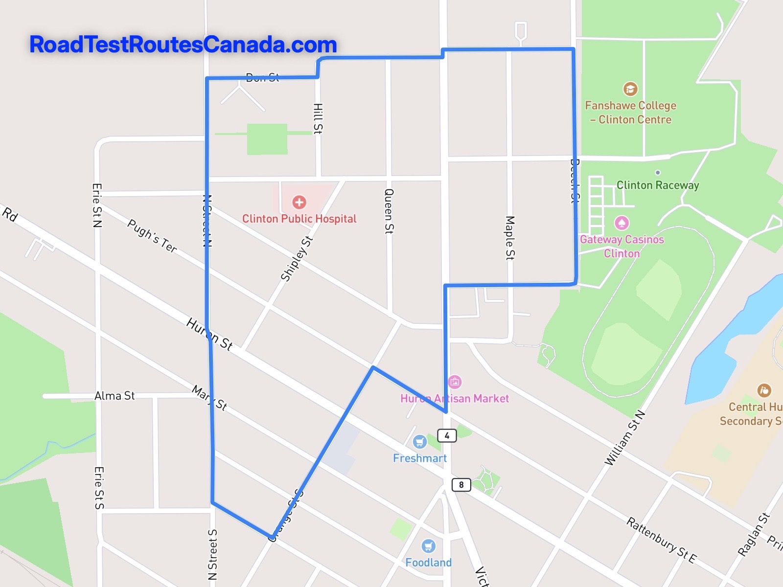 Clinton Sample Drive Test Route Map