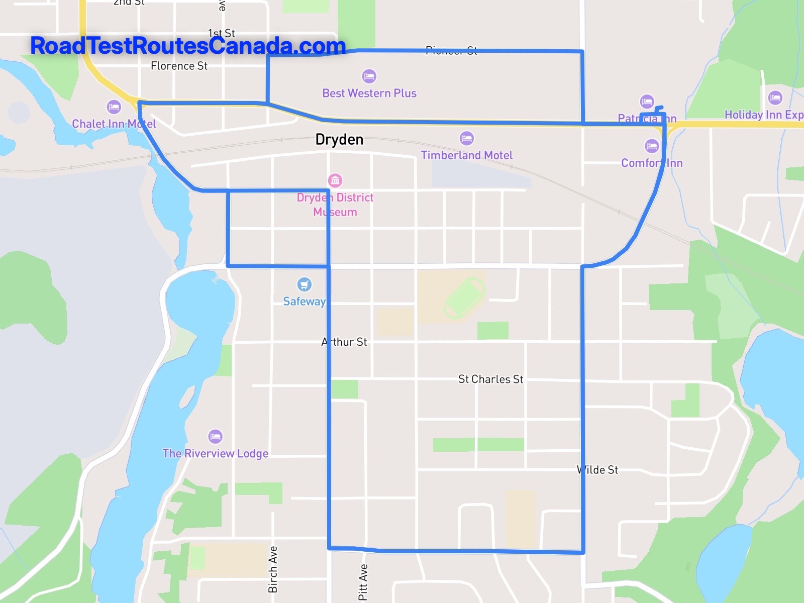 Dryden Sample Drive Test Route Map