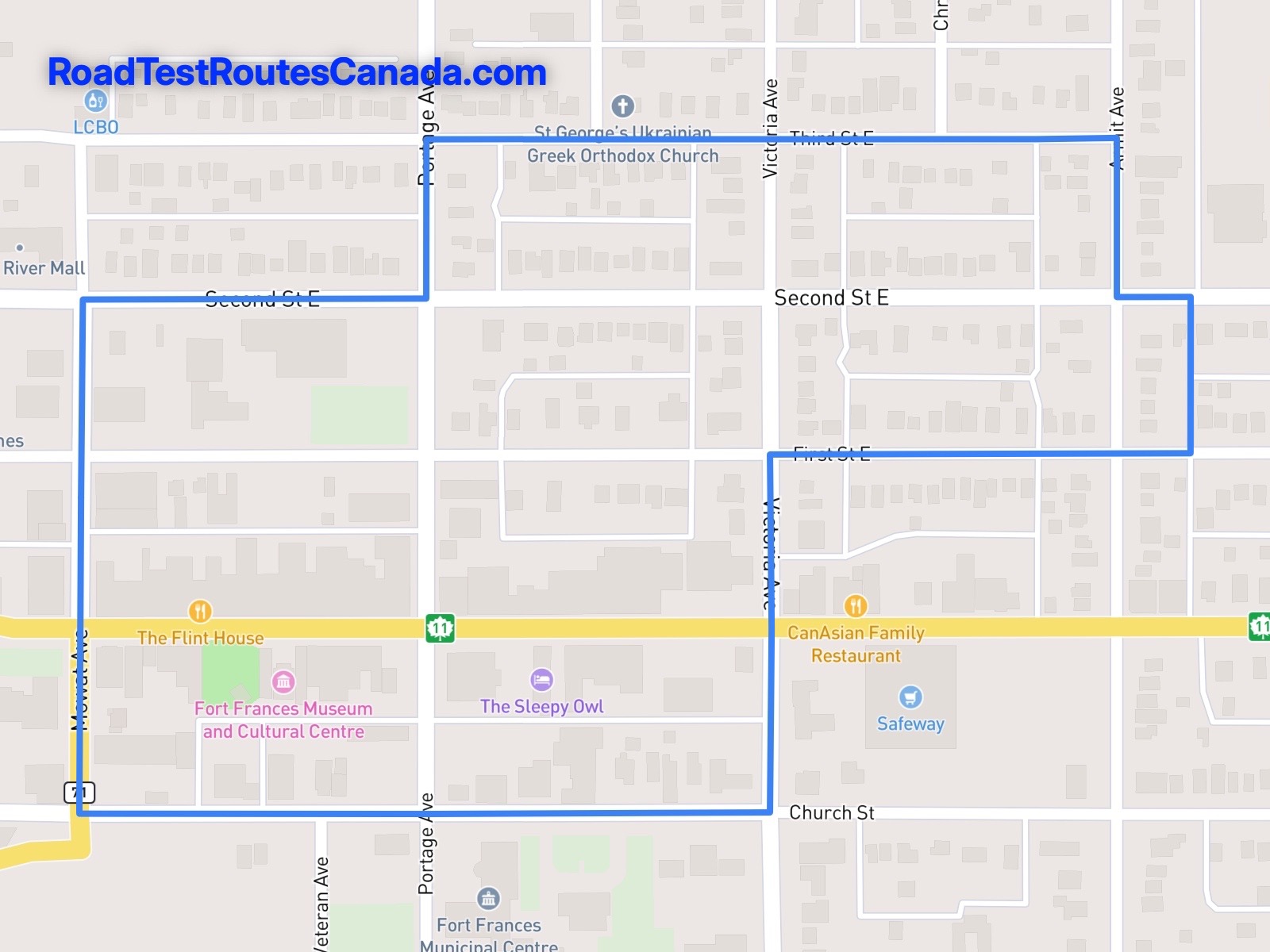 Fort Frances Sample Drive Test Route Map