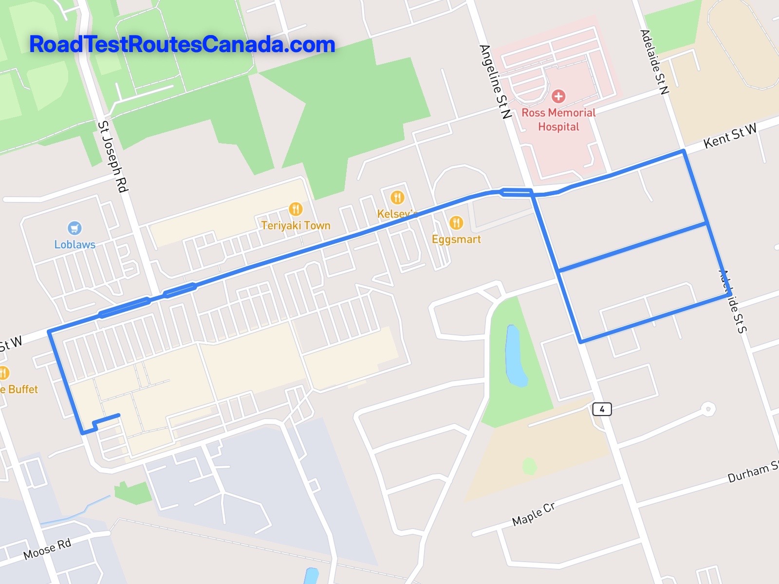 Lindsay Sample Drive Test Route Map
