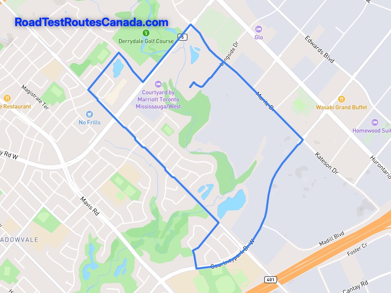 Mississauga Sample Drive Test Route Map