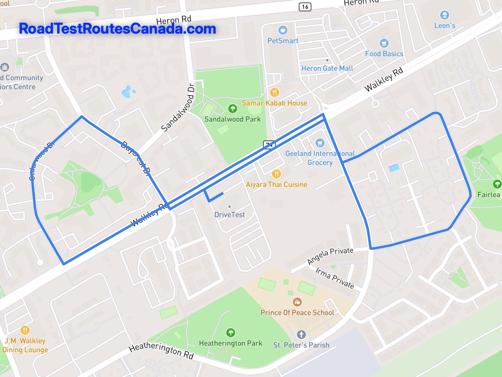 Ottawa (Walkley) Sample Drive Test Route Map