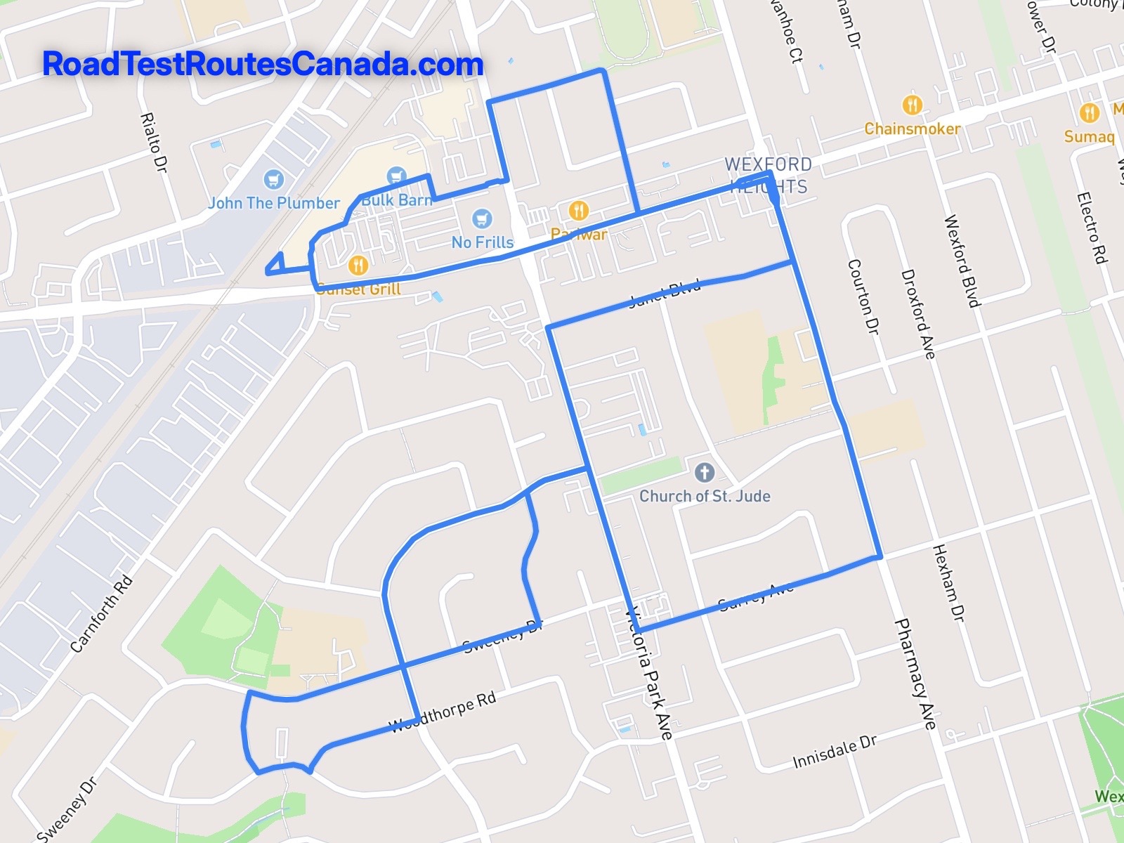Toronto (Metro East) Sample Drive Test Route Map