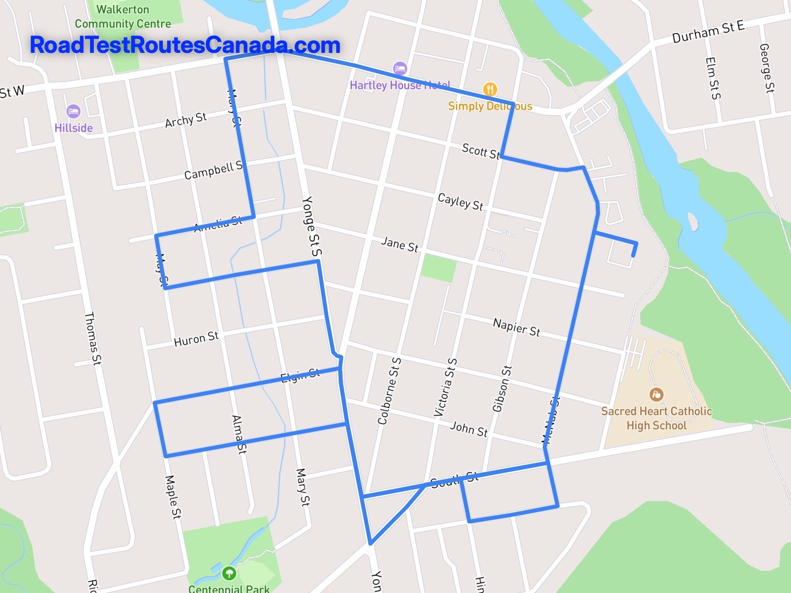 Walkerton Sample Drive Test Route Map